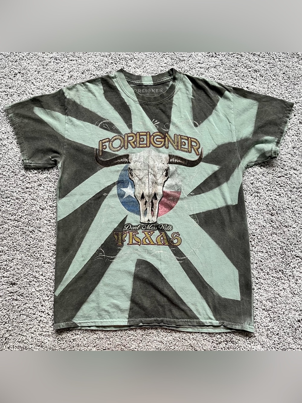 Dark Grey & Mint Foreigner Texas Skull Graphic Tee